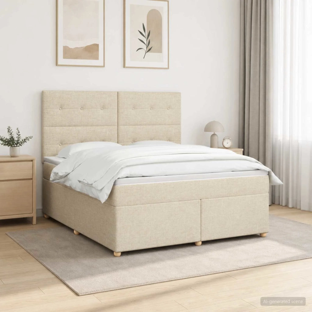 Letto box spring con materasso Crema 140 x 200 cm Tessuto 3455369
