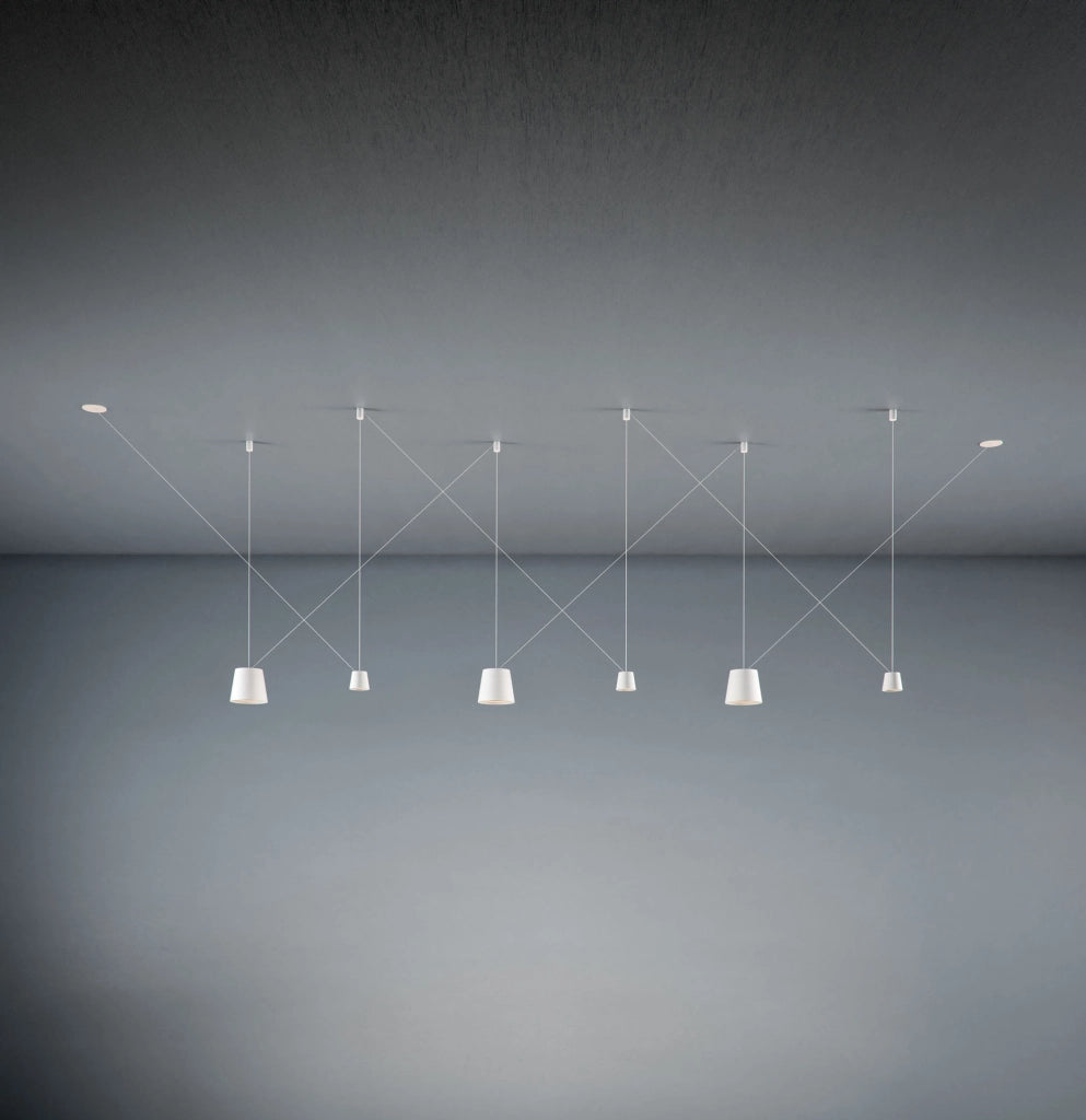 Lievo Lampada a Sospensione LED Serie Space 15W Fascio 38° Tecnologia Switch Bianco Opaco CCT Selezionabile 2700K 3200K 4000K CRI>93 UGR<19