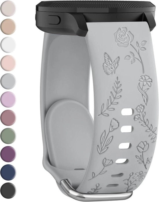 Cinturino in silicone con decorazione floreale per Amazfit Bip U - 20 mm - Uomo e donna - Nero