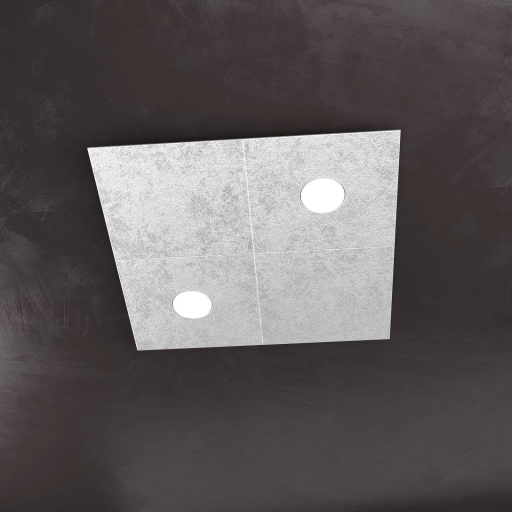 ECCENTRIC APPLIQUE-PLAFONIERA 2 LUCI + 2 DECORATIVO FOGLIA ARGENTO 1156-2L2D-FA