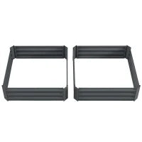 Set di 2 orti quadrati da giardino dim. 100L x 100l x 30H cm - lamiera ondulata verde