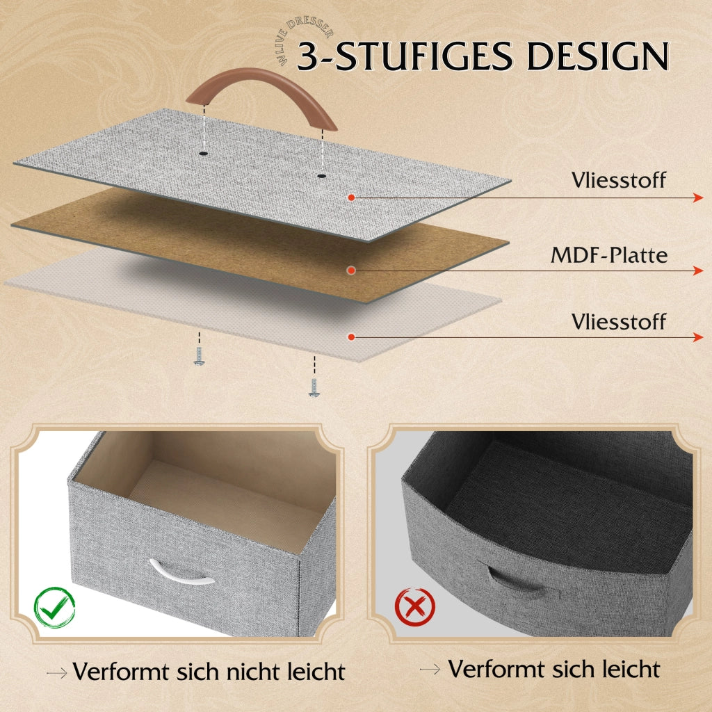 Cassettiera con 4 cassetti in tessuto ¨C zephmum ¨C grigio chiaro 60x40x