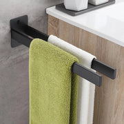 Supporto per asciugamano per attrezzi a doppio supporto in acciaio inossidabile 304 Supporto per asciugamano quadrato per attrezzi Supporto per asciugamano per parete per bagno a due braccia 38CM, Nero Matt