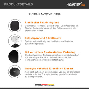 Fondale fotografico pieghevole 2in1 bianco/nero 200 x 230 cm, con anello elastico e borsa da trasporto, per studio fotografia