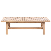 Tavolino da giardino in legno di acacia chiaro 128 x 69 cm, per esterni, design rustico, per terrazza o balcone