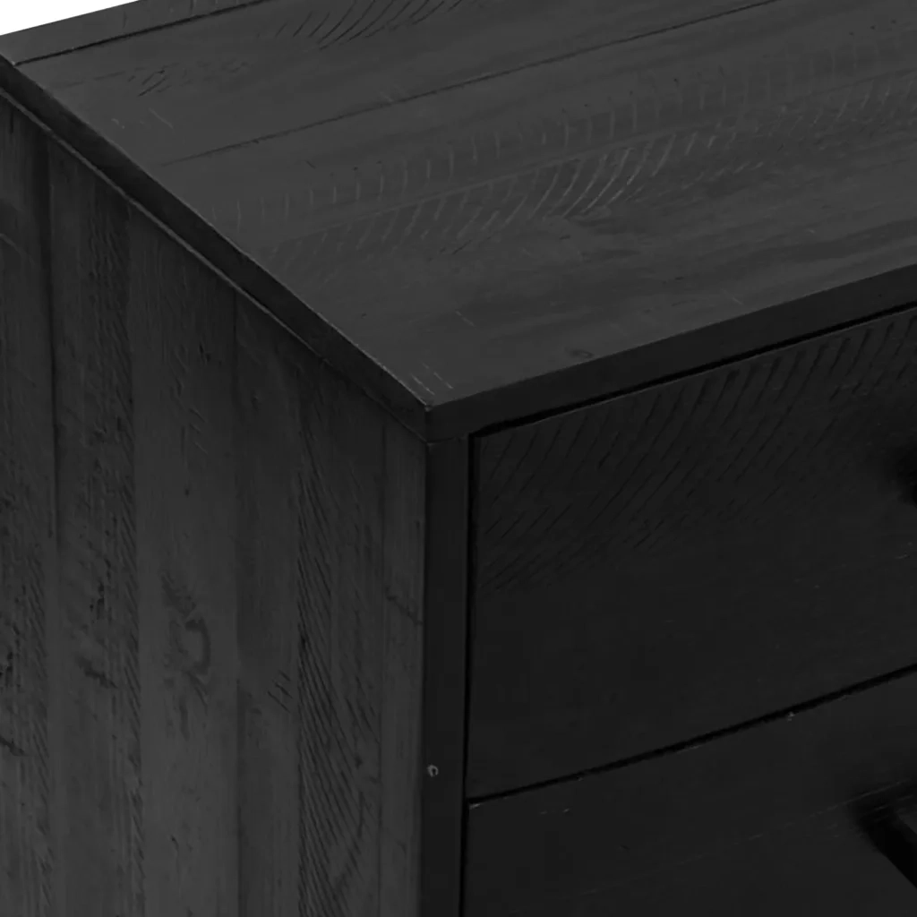 Credenza Nera 110x35x70 cm Legno Massello di Pino Riciclato cod mxl 11661
