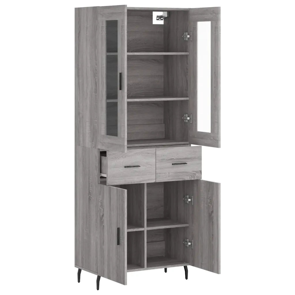 Credenza Grigio Sonoma 69,5x34x180 cm in Legno Multistrato 3198551