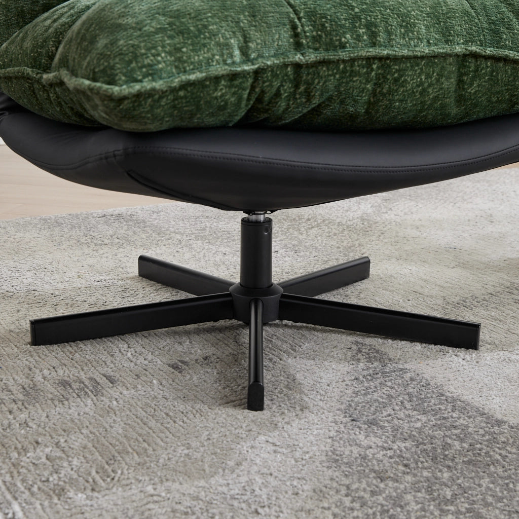 POLTRONA girevole con schienale regolabile a 3 posizioni 72x60x44 cm verde scuro e nero