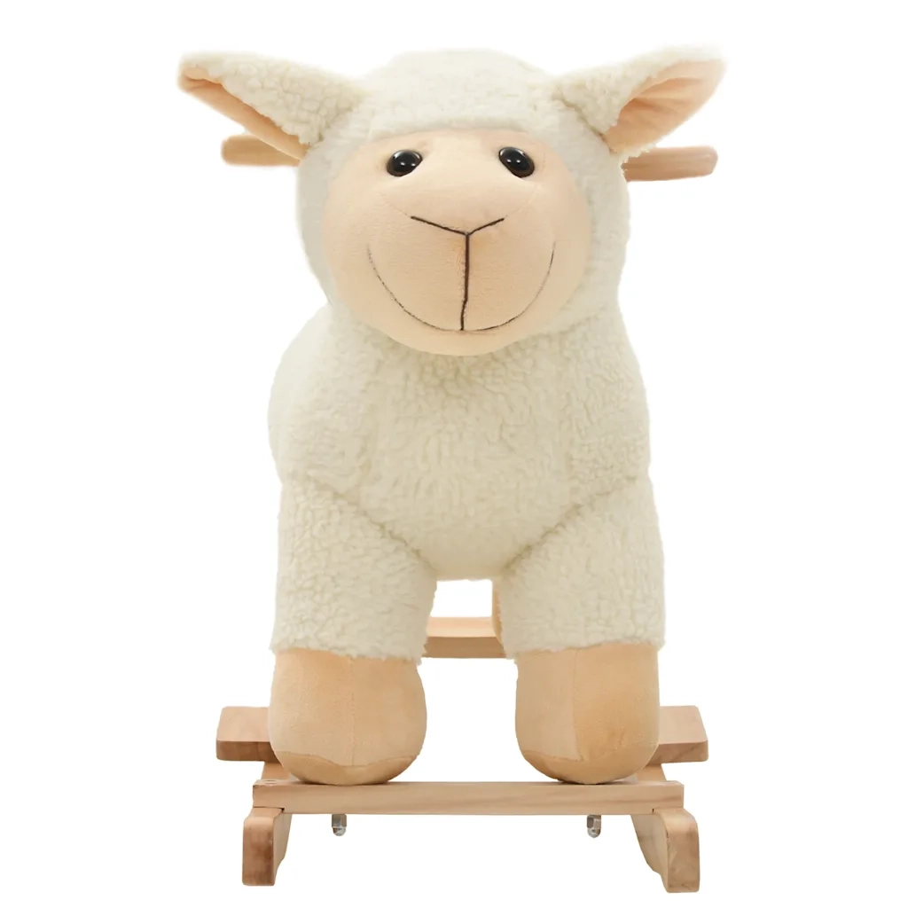 Pecora a Dondolo in Peluche 78x34x58 cm Bianca 80220