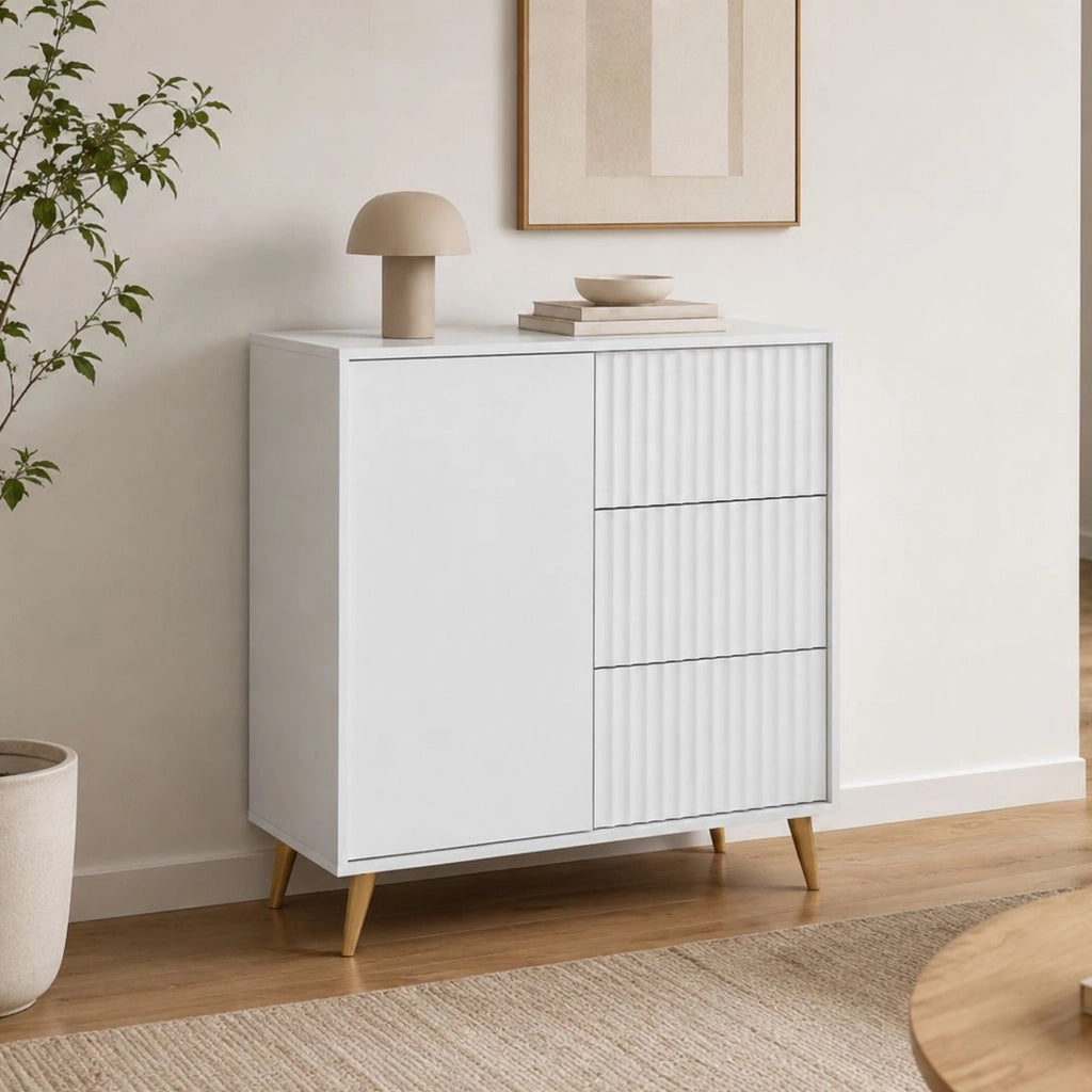 Madia Lemihapa, Credenza 3 Cassetti, 91x40x98h cm Bianco