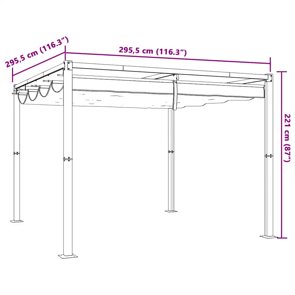 Gazebo da Giardino con Tetto Retrattile Antracite 3x3 m Acciaio 4003962