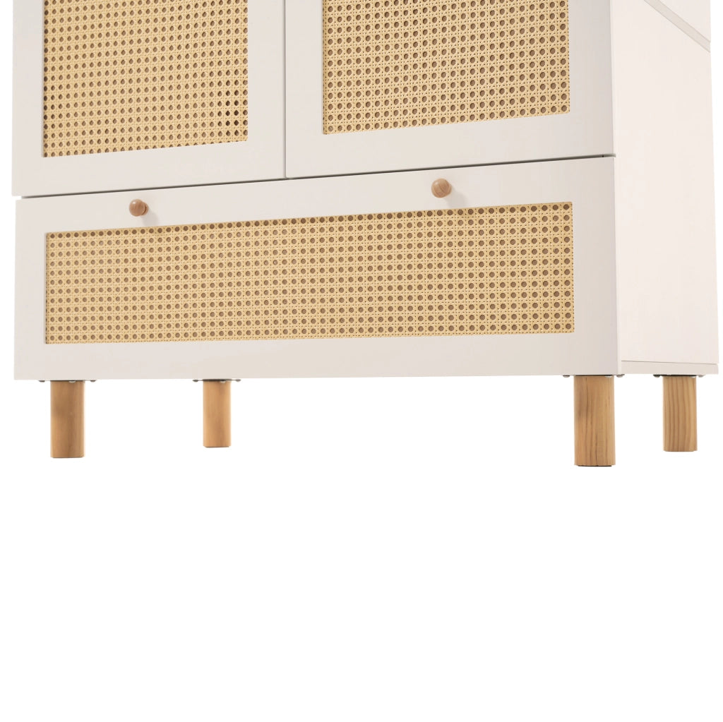 Armadio guardaroba 180.5x85.5x52 cm con cassetto e ripiani regolabili in legno bianco