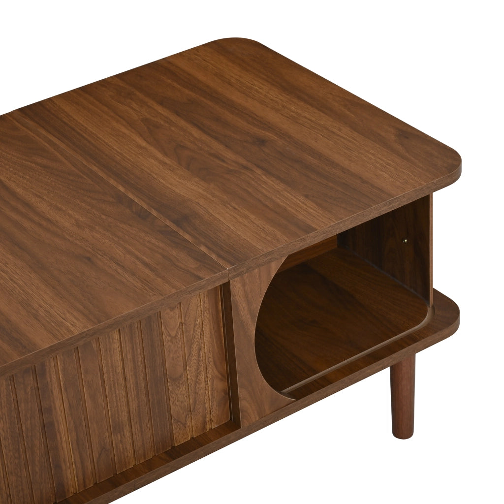 Tavolino da caffè 100x48x55.5 cm con piano sollevabile in MDF noce