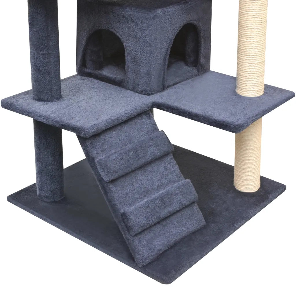 Albero per Gatti con Tiragraffi in Sisal 125 cm Blu Scuro 170479