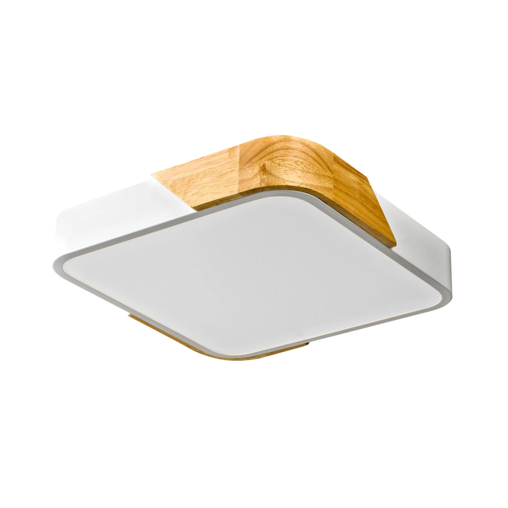 Plafoniera Italux Santer quadrata legno bianco LED 24W