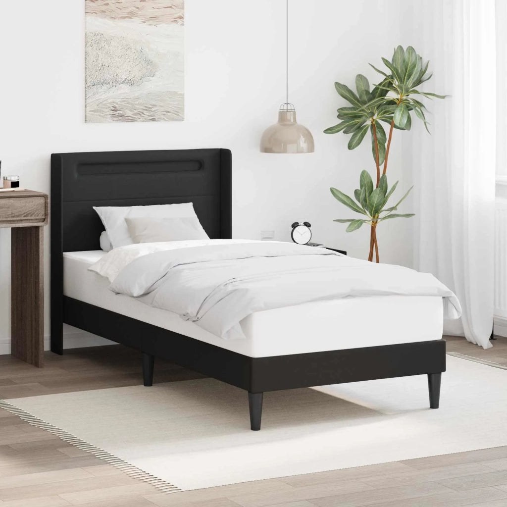 Struttura del letto con strisce LED Nero 80 x 200 cm Similpelle 42027961