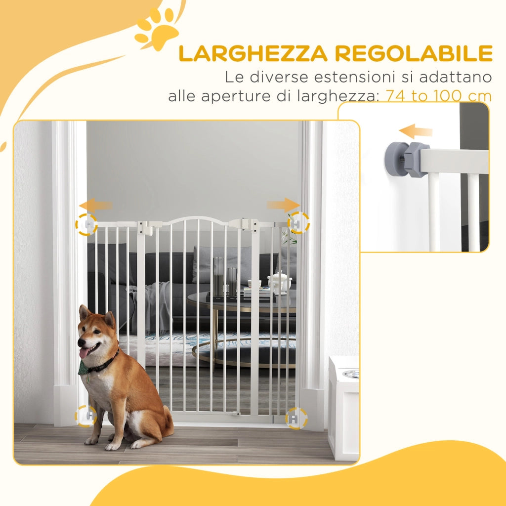 Cancelletto per Cani Estensibile ¨C Zephmum ¨C Bianco, Metallo e Plastica, 74-100x94 cm