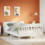 Letto Libreria senza Materasso-Struttura Letto con contenitore Bianco 140x200 cm Legno di Pino 956330