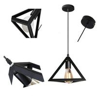 LAMPADARIO DA SOFFITTO A SOSPENSIONE FORMA TRIANGOLO 3D PORTA LAMPADINA E27 NERO