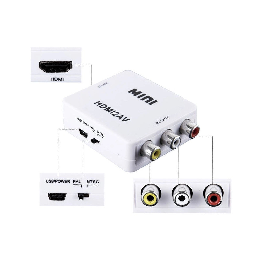 Trade Shop - Mini Adattatore Video Digitale Hdmi A Av Rca Convertitore Digitale Analogico -
