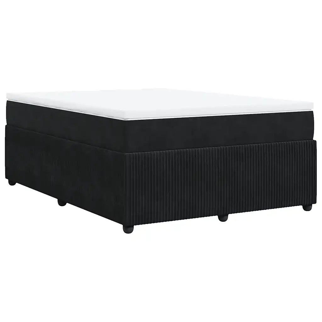 vidaXL Giroletto a Molle con Materasso Nero 160x200 cm in Velluto