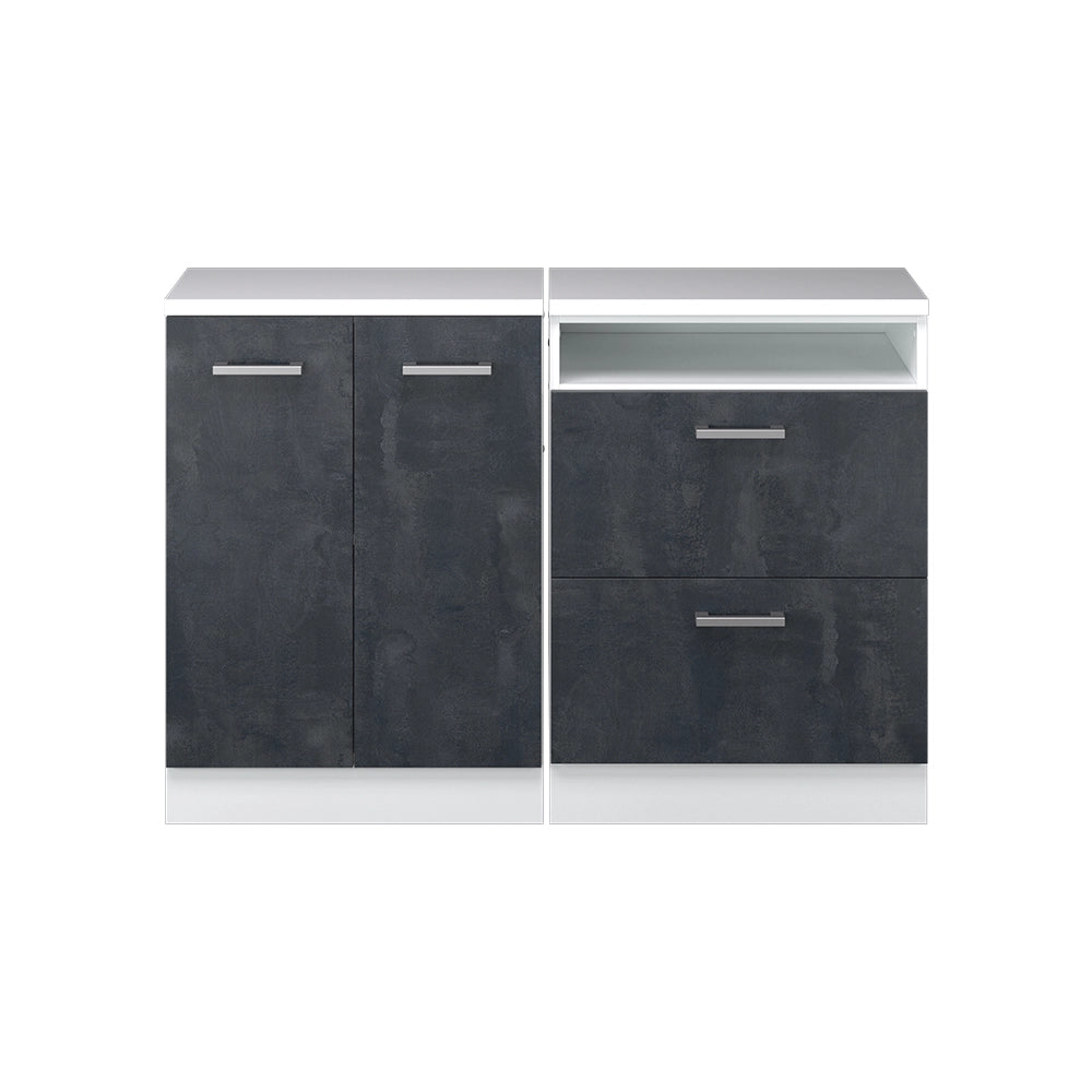 Mobile cucina sottotetto R-Line Calce nera/Bianco 120 cm Set di 2 carcasse armadio profondità 60 cm Vicco