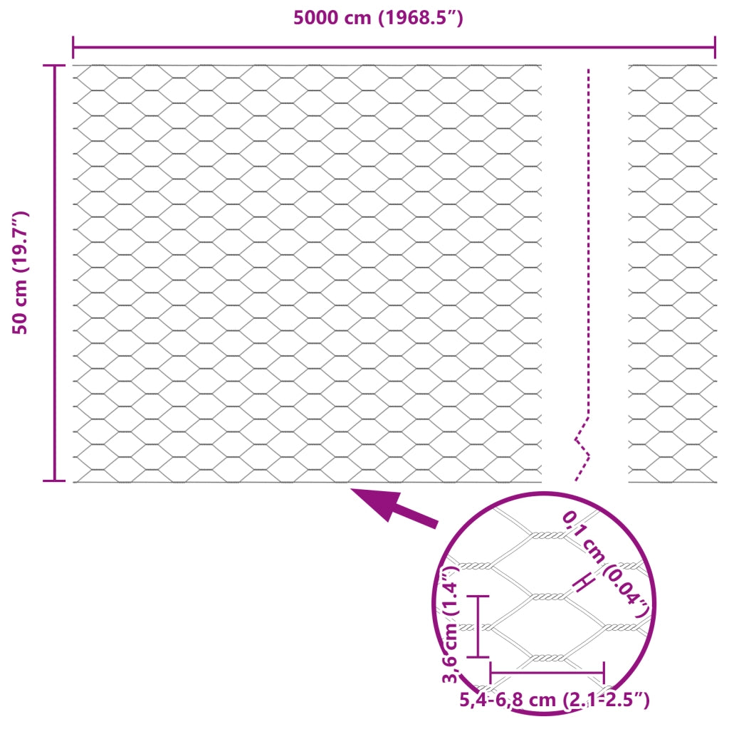 Recinzione Esagonale Verde 0.5x50 m Acciaio
