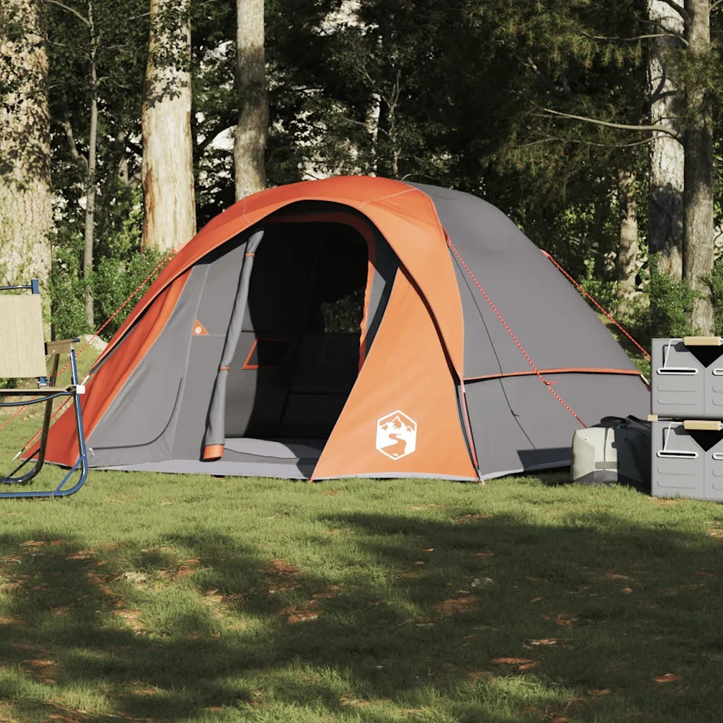 Tenda Familiare Cabina 6 Persone Grigia Arancione Impermeabile