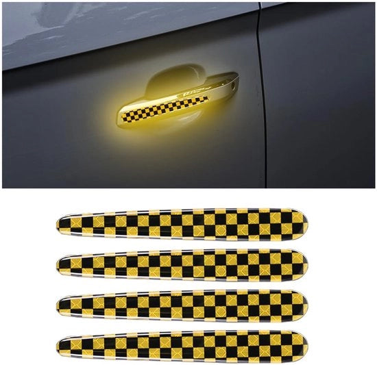 Etichette riflettenti 4 pezzi - Autoadesivi autoadesivi - Casco di sicurezza - Auto/Moto/Freccia - 8 x 12 cm - Materiale prismatico - Etichette per auto