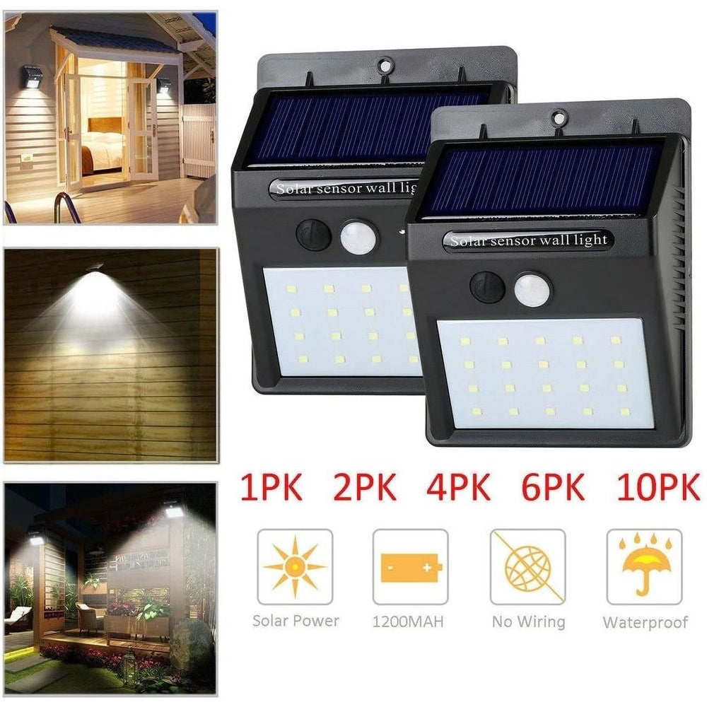 Trade Shop - 2 X Faro Solare Da Esterno Faretto Fotovoltaico + Sensore Lampada Led -