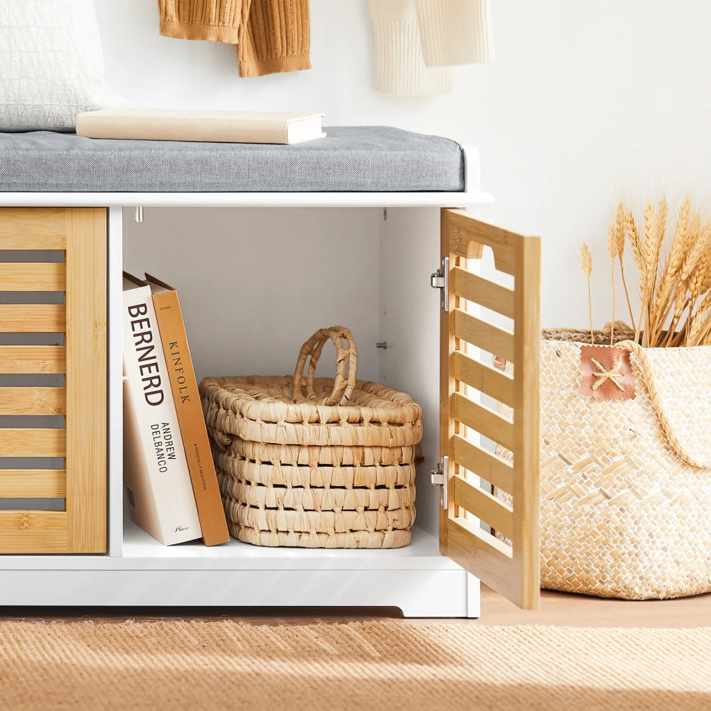 Panca Scarpiera da Ingresso con seduta Panca Contenitore L71xP35xA43 cm naturale FSR23-II-WN