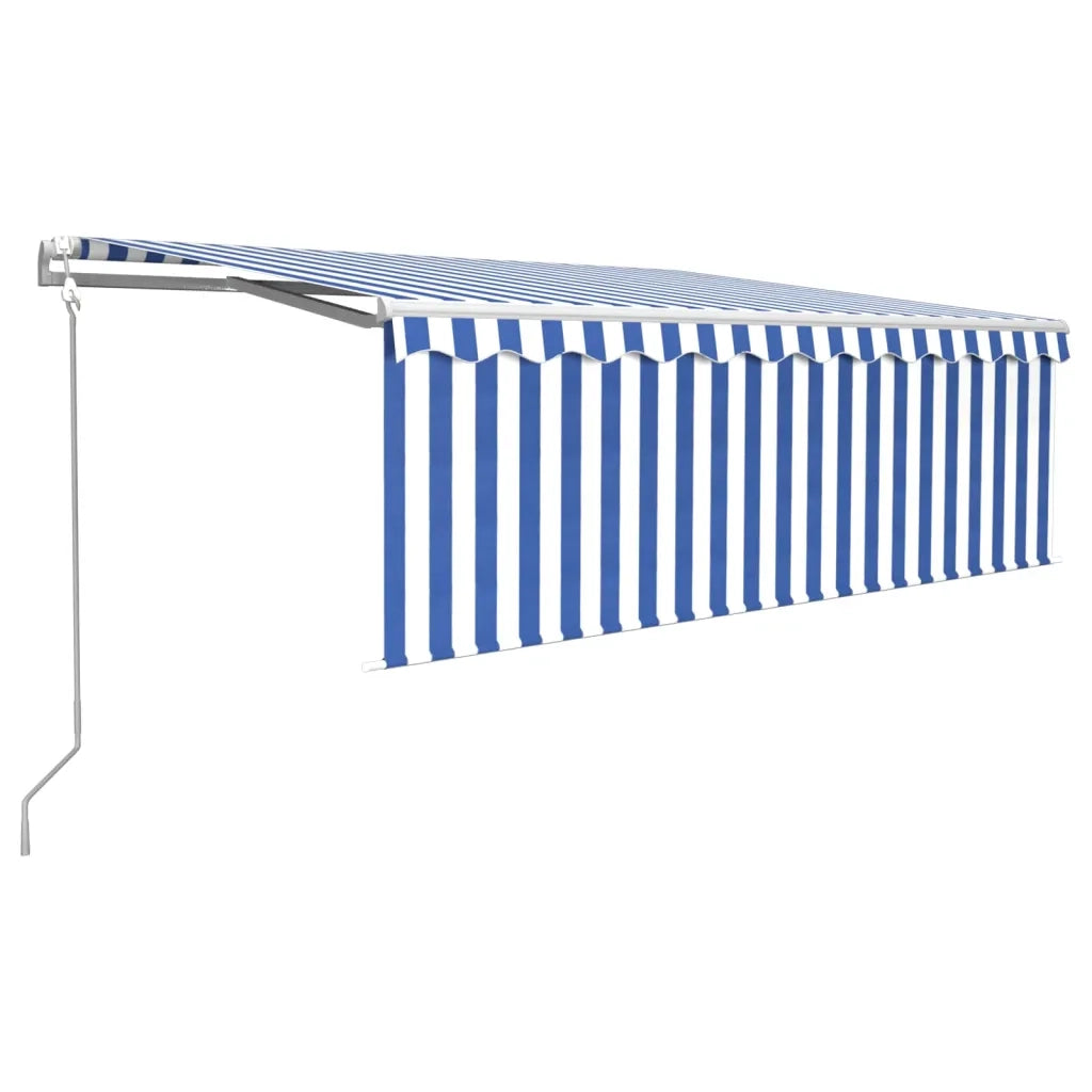 Tenda Automatica Parasole Sensore Vento LED 4x3m Blu Bianca 3069311
