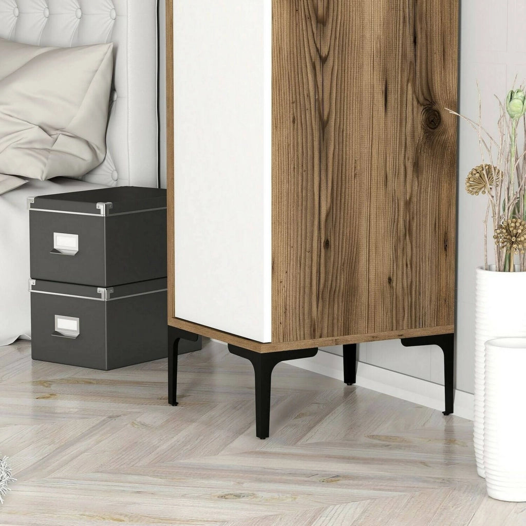 Armadio multiuso 1 anta Giusta, Mobile multifunzionale, Mobiletto scarpiera, Guardaroba porta scarpe, 40x201h48 cm, Bianco e Noce