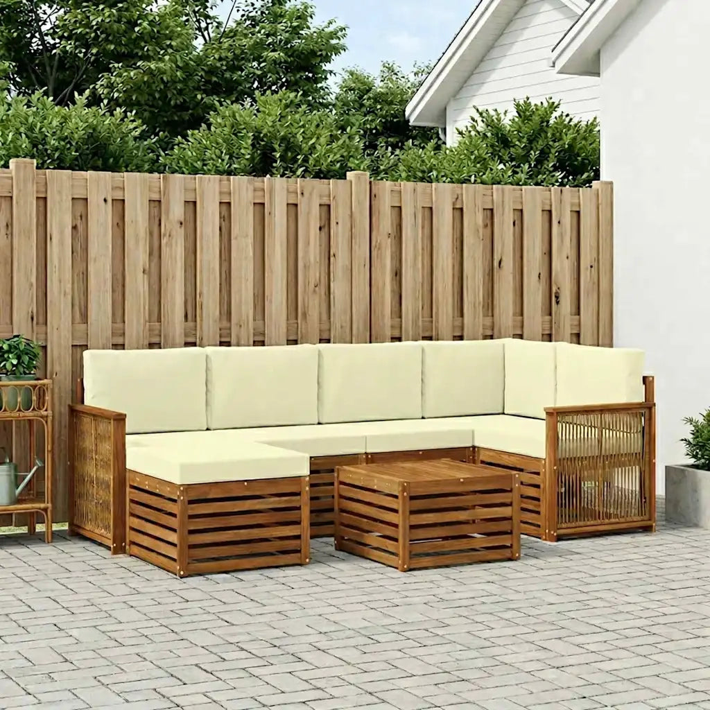 Set divano sezionale con cuscino 6 pcs Naturale e Crema