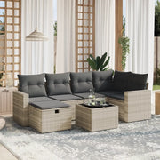 Set Divani da Giardino 7pz con Cuscini Grigio Chiaro Polyrattan 3263498