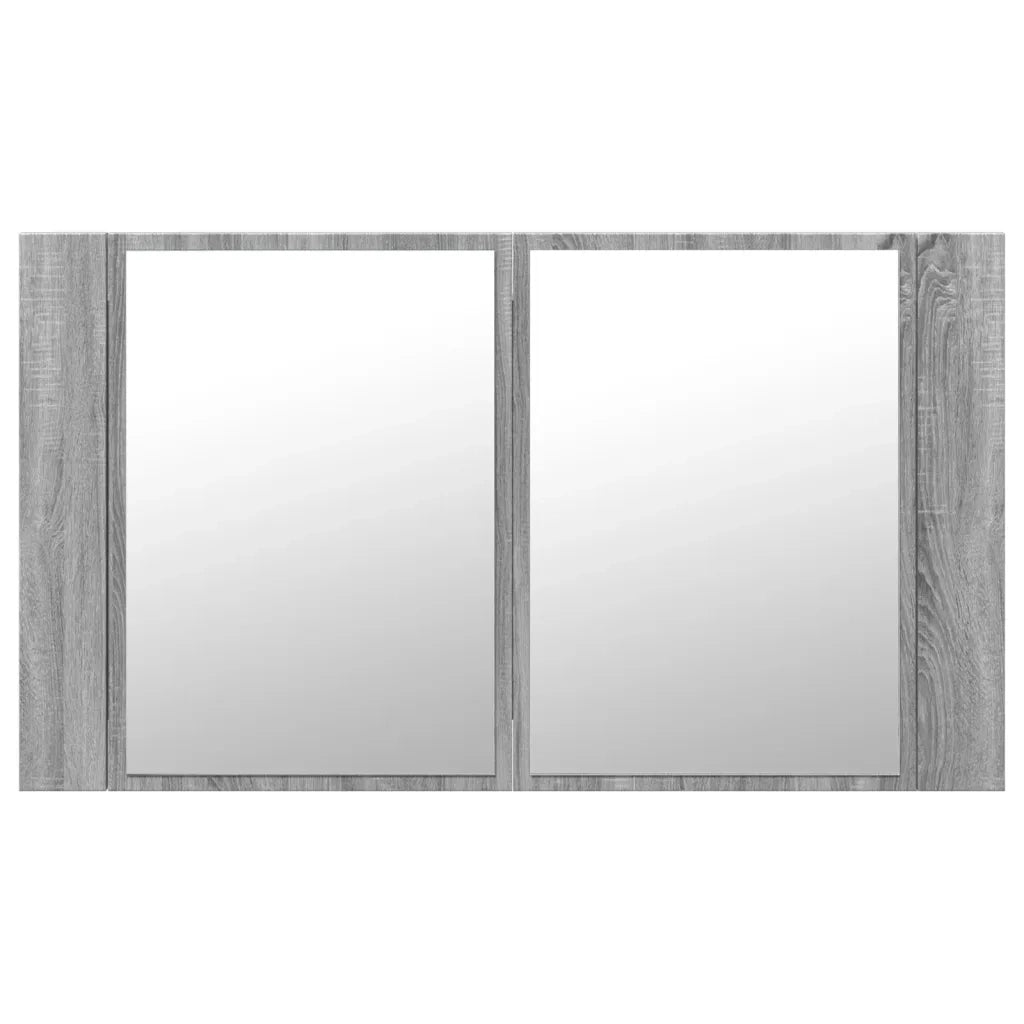 Armadietto a Specchio con LED Grigio Sonoma 80x12x45cm Acrilico 834952