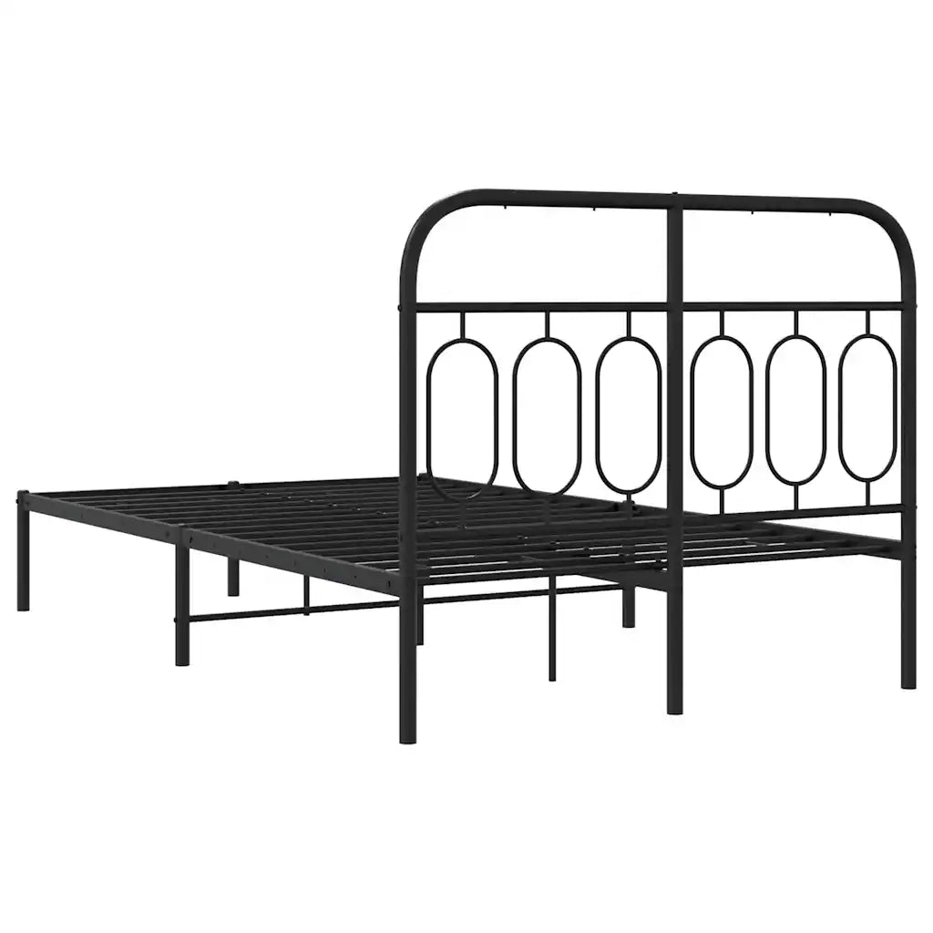 Giroletto con Testiera-Struttura Letto con testiera in Metallo Nero 120x200 cm 543298