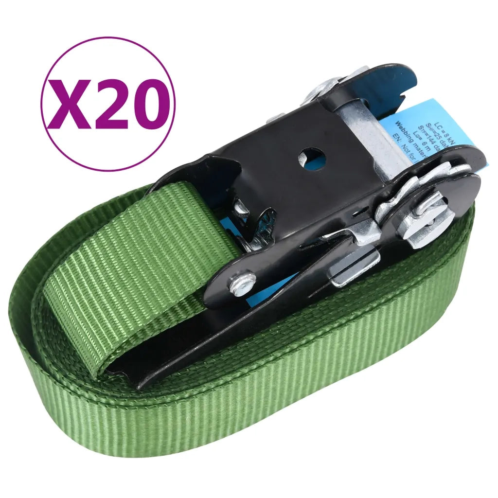 Cinghie d'Ancoraggio a Cricchetto 20 pz 800 daN 6m Verde CFW4749275