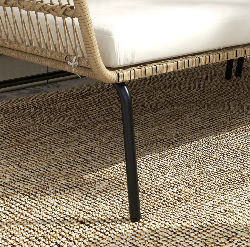 Set da giardino 3 pezzi in rattan PE con lettino prendisole