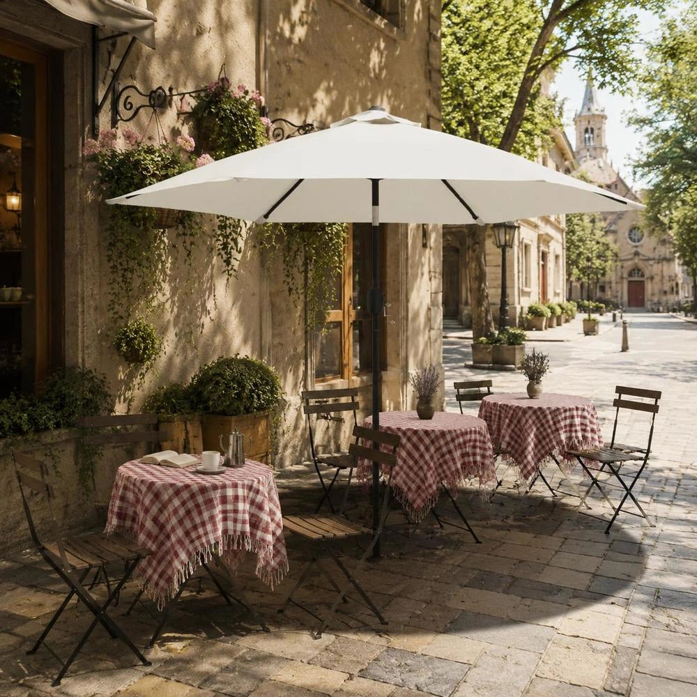 Parasol With LED Lighting, 3 M, Sand White