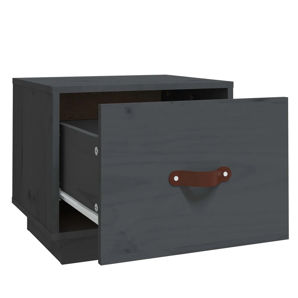 Comodino | Armadio da Notte | Mobiletto da notte Grigio 40x34x35 cm in Legno Massello di Pino