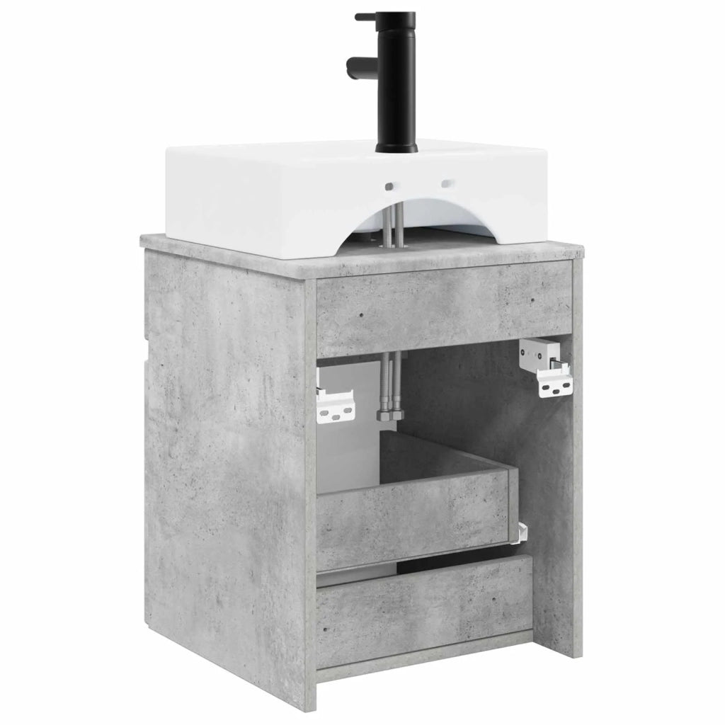 Mobile Lavabo da Parete Grigio Cemento 39 x 41 x 62,5 cm 890575