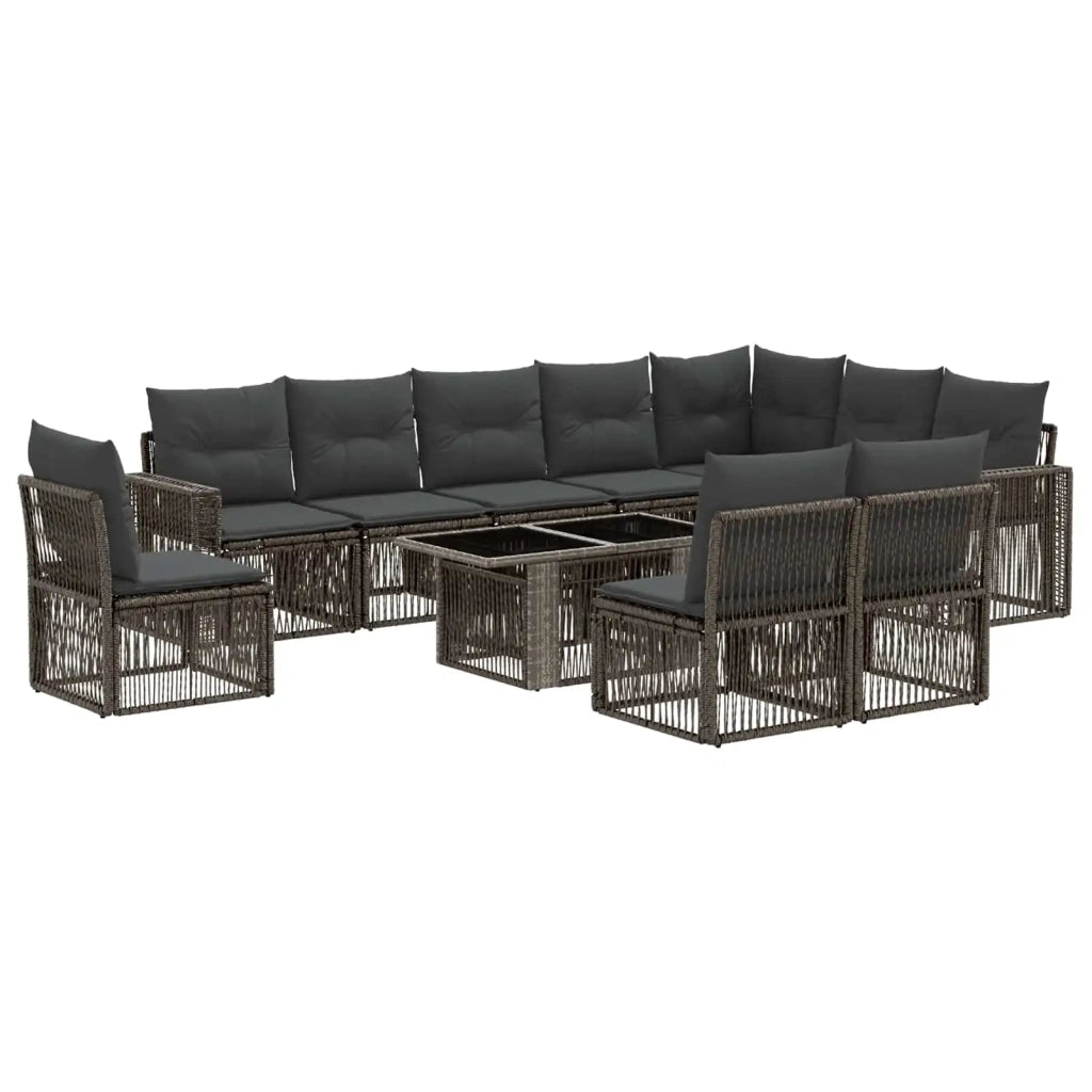 Set Divano da Giardino 11 pz Grigio e Grigio Scuro polyrattan 3436805