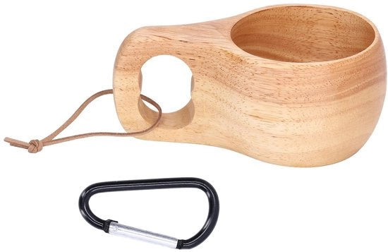 Tazza da Caffè in Legno di Caoutchouc Duraturo - Tazze da Caffè con Manico - Ambientalmente Piatto - Leggero - Struttura Ecologica del Legno - Lavorato a Mano - Bicchiere in Legno