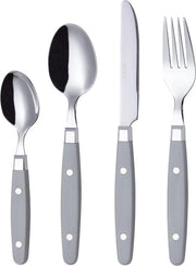 Set di posate in acciaio inossidabile con maniglie a chiodo a molla - stile retro - 24 pezzi - forchette da tavola, coltelli da tavola, coltelli da dessert, coltelli da tè - Servizio per 6