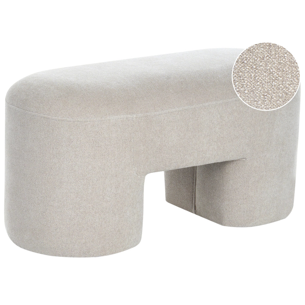 Panchina beige chiaro Boucle da salotto o camera da letto con gambe larghe in stile moderno