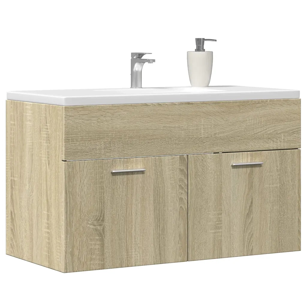 Mobile Lavabo Bagno-Armadietto da bagno Rovere Sonoma 90x38,5x46 cm Multistrato