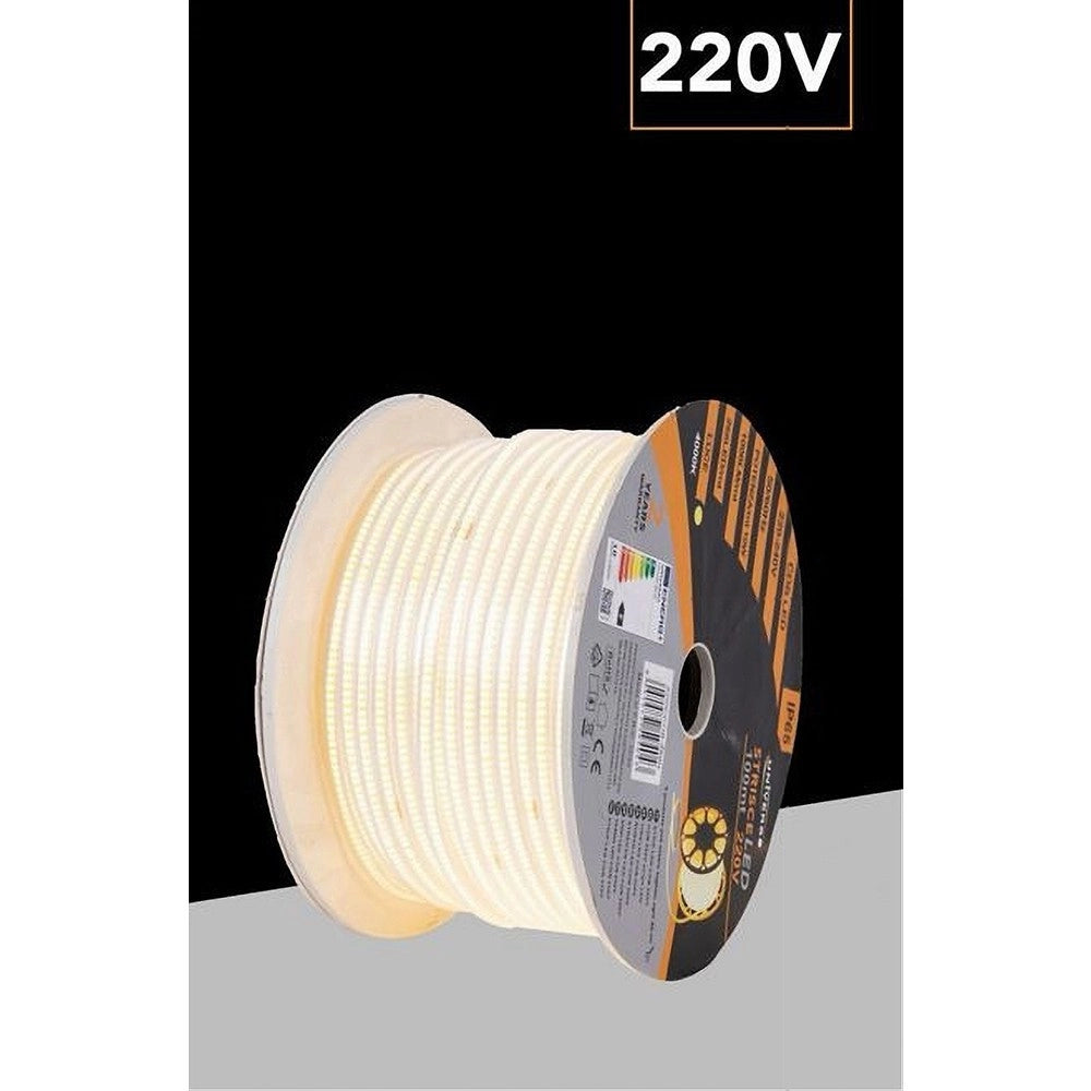 Trade Shop - Bobina 100mt Strip Led Cob 220v Esterno Ip65 Luce 3000k 4000k 6500k 220v-cob-288 - -bianco Caldo      -