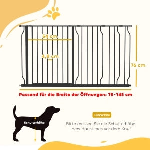 CANCELLETTO di sicurezza per cani regolabile 75-145 cm acciaio nero
