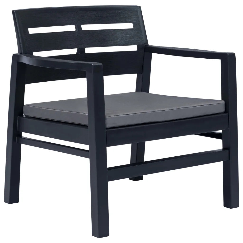 Set Salotto da Giardino 3 pz in Plastica Antracite cod mxl 59820